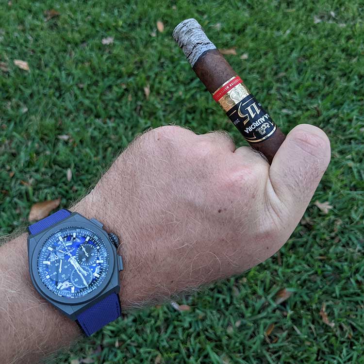 La Aurora Cigar Burning And Zenith Defy Ultraviolet Watch