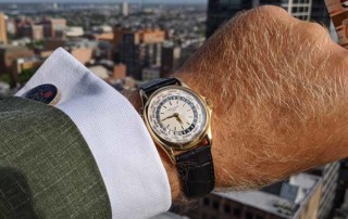 Patek Philippe 5110 Wrist Shot World Timer Yellow Gold On Black Alligator Strap