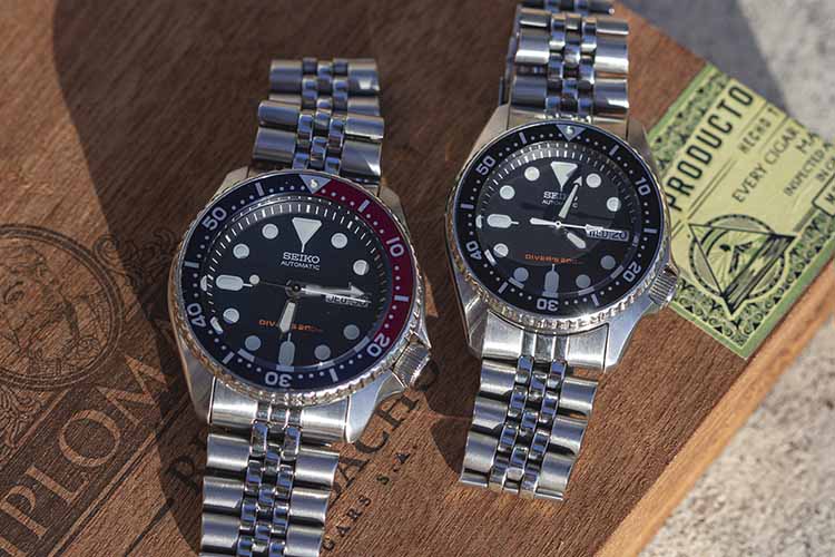 Seiko SKX013 38mm Black and SKX009 Pepsi 42.5mm
