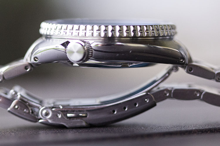 Seiko SRPD21 Stainless Steel Case And Crown Side Angle