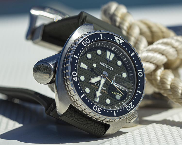 Seiko SRPE05 King Turtle On Green Strap Green Dial