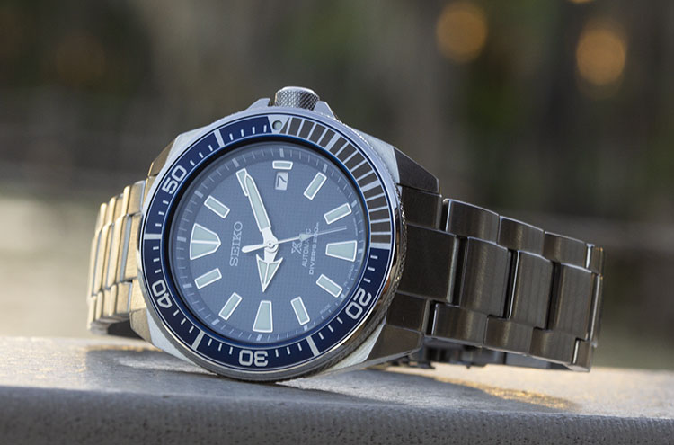 Seiko Samurai Blue Dial On Steel Bracelet Auto Watch