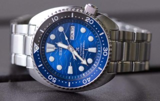 Seiko Turtle Great White Blue Wave Dial On Steel Bracelet