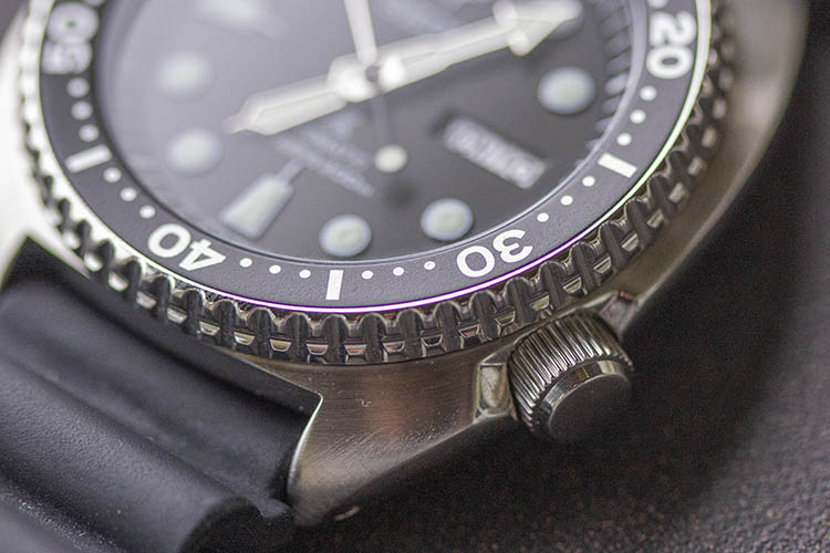 Stainless Steel Case Of SRP777 And Crown Closeup Details