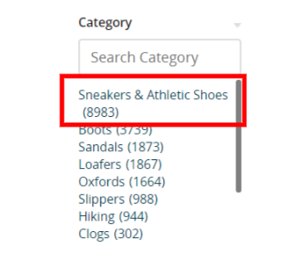 Zappos Sneakers & Athletic Shoes Filter