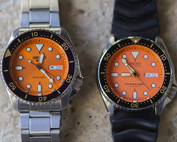 Seiko Orange Diver Comparison Dials Close Up