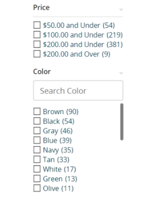 Zappos Shoes Color And Price Filters