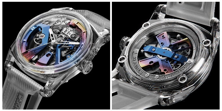 Dial Side And Caseback Side Of X41 Sapphire Case Watch Rainbow Bridges HQ