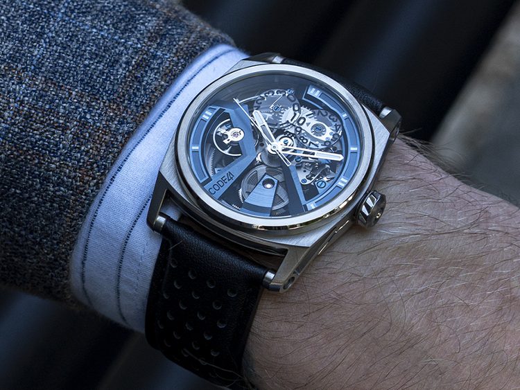 X41 Titanium Skeleton Watch Blue Bridges by CODE41