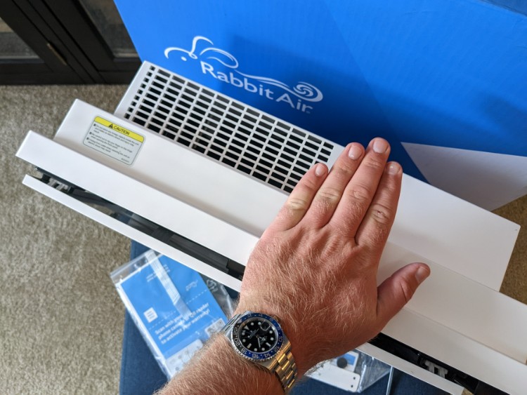 Demonstrating Width of the MinusA2 Air Purifier