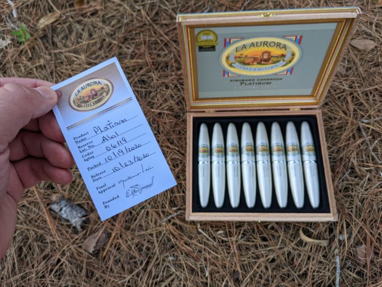 La Aurora 1903 Platinum Cigar Box With Information Card