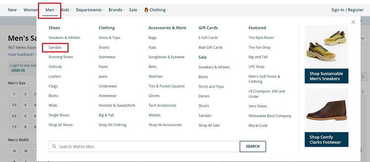 Shopping For Sandals On Zappos