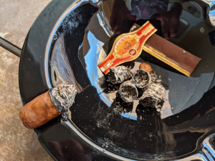 Final Third Of Cigar With Ash Backbone in Ashtray