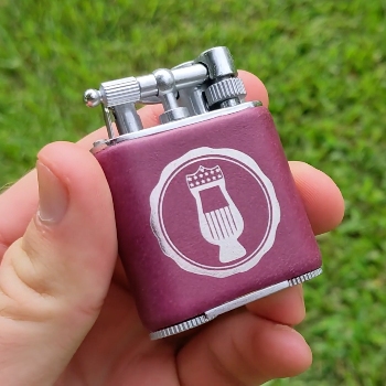 Bespoke Leather Lighter With Custom Glencairn Society Logo