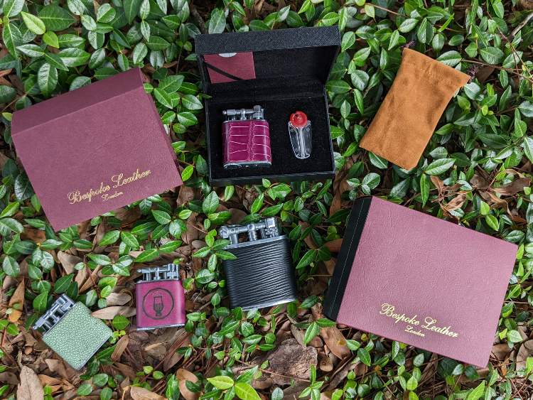 Collection Of Bespoke Leather Lighters With Box Set