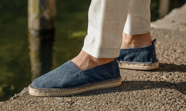 Velasca Blue Canvas Espadrilles With Linen Pants