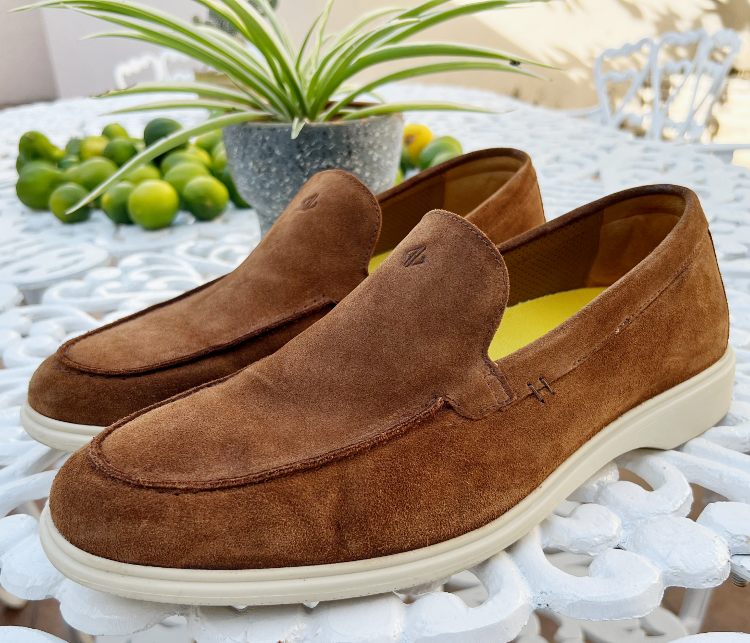 Up Close Shot Of Amberjack The Venetian Loafer Grizzly Suede