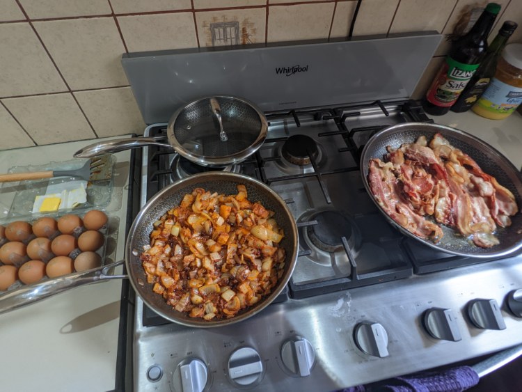 Hexclad Pans In Use On The Stovetop