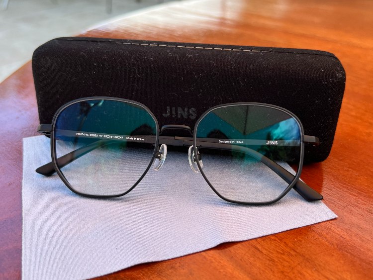 JINS Willard Hex Eyeglasses with Hard Case And Cloth