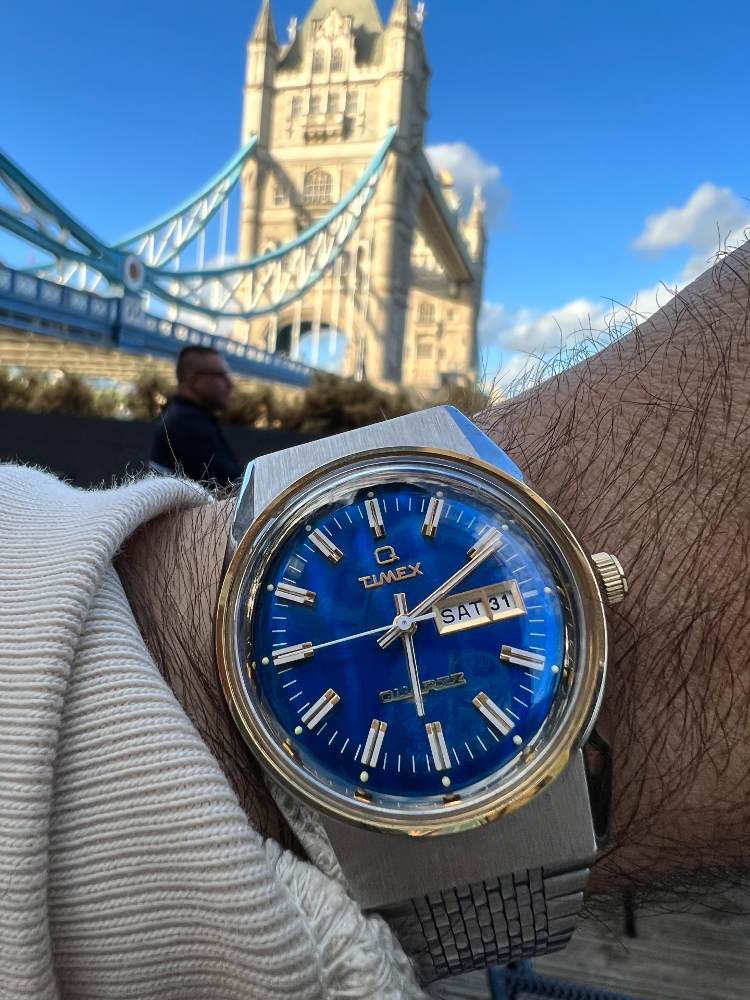 Wearing Timex Falcon Eye At London Tower Bridge