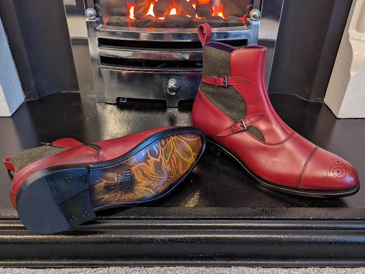 Idrese Octavian Buckle Boot In Red Leather