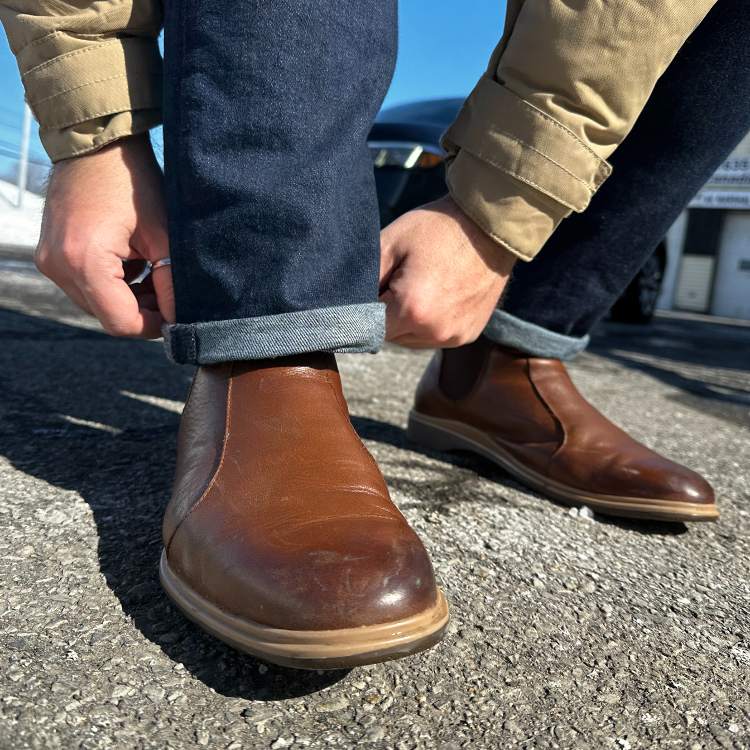 Amberjack Chelsea Boots Paired with Dark Denim
