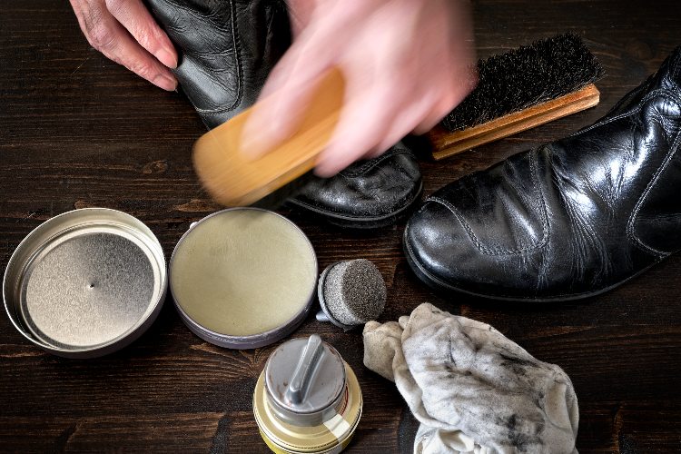Man Polishing Leather Shoes