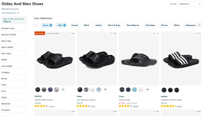 Selection Of Men's Slides On Zappos Site 2