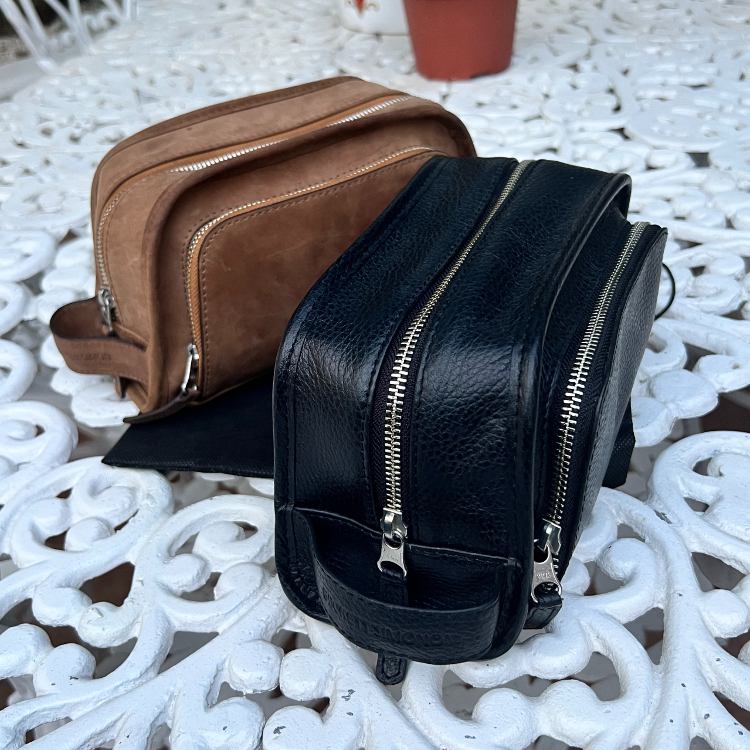 Beckett Simonon Dopp Kits In Black And Walnut Leather
