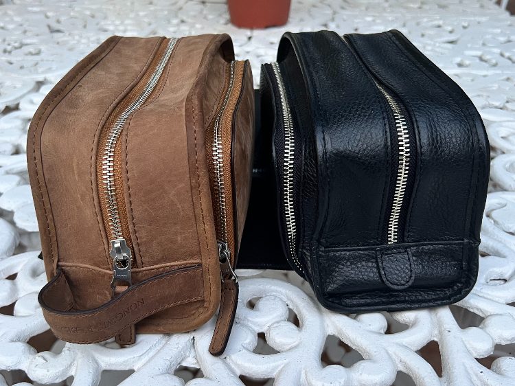 Beckett Simonon Leather Dopp Kits Side by Side