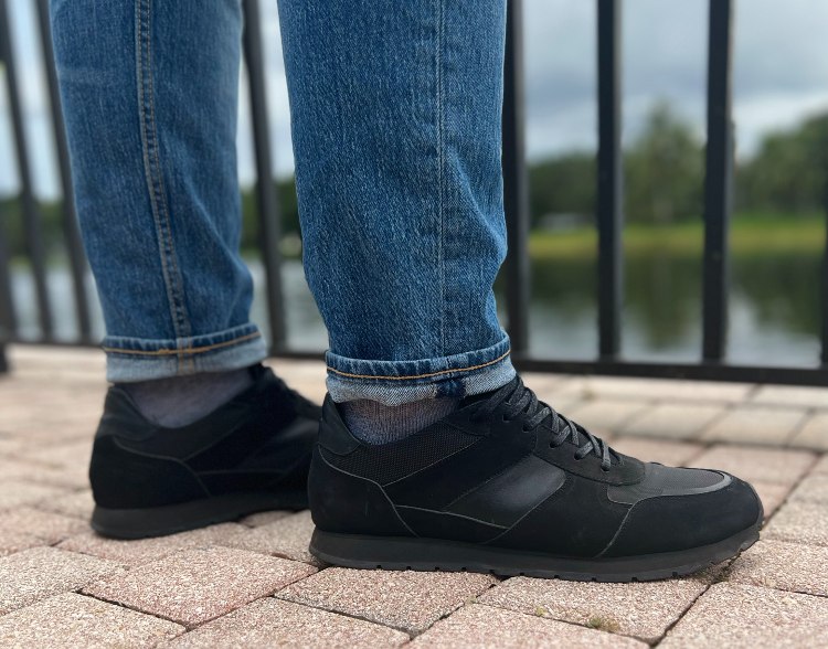 Beckett Simonon Black Sneakers with Light Jeans