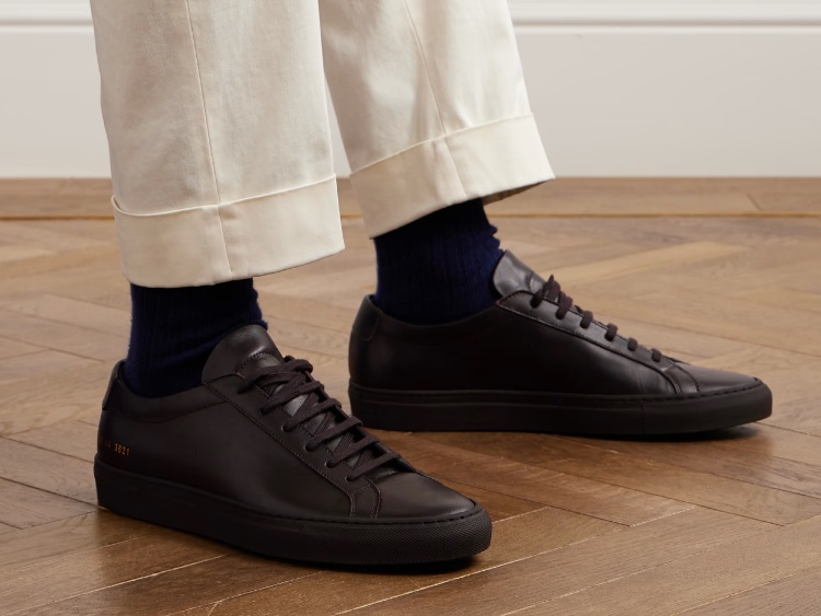 Common Projects Achilles Dress Sneakers In Black Leather large