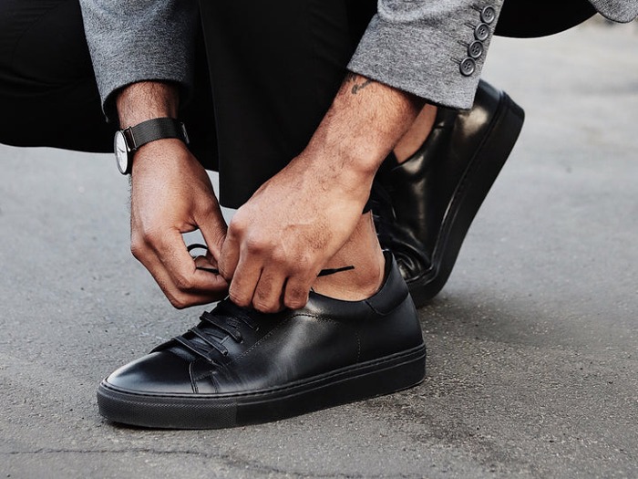 Idrese Custom Black Leather Sneakers