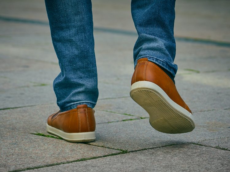 Man Walking In Leather Shoes