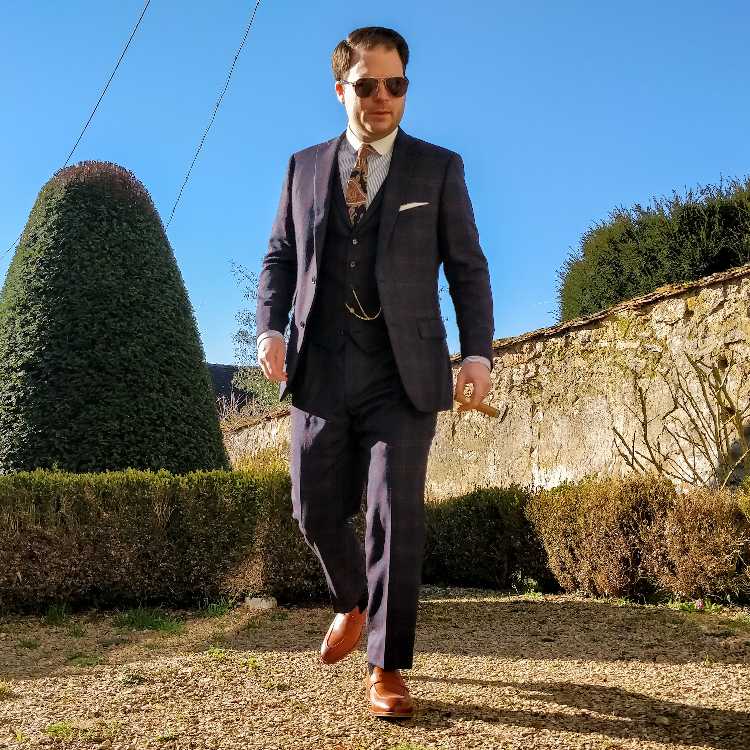 Man Walking in Suit And Dress Shoes
