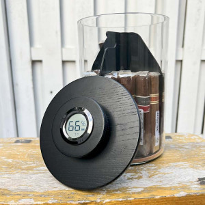 Digital Hygrometer On Lid Of Jar Humidor
