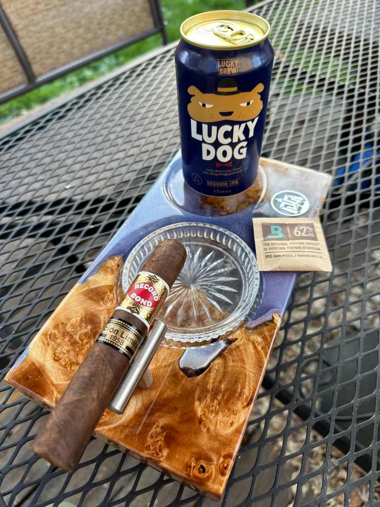 Record Bond Cigar Paired With Lucky Dog Beer
