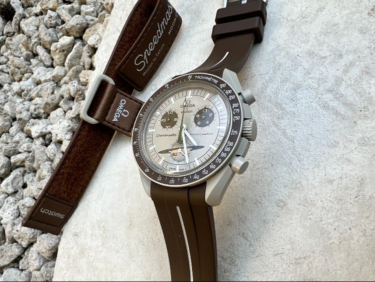 Brown Rubber Strap For MoonSwatch Saturn