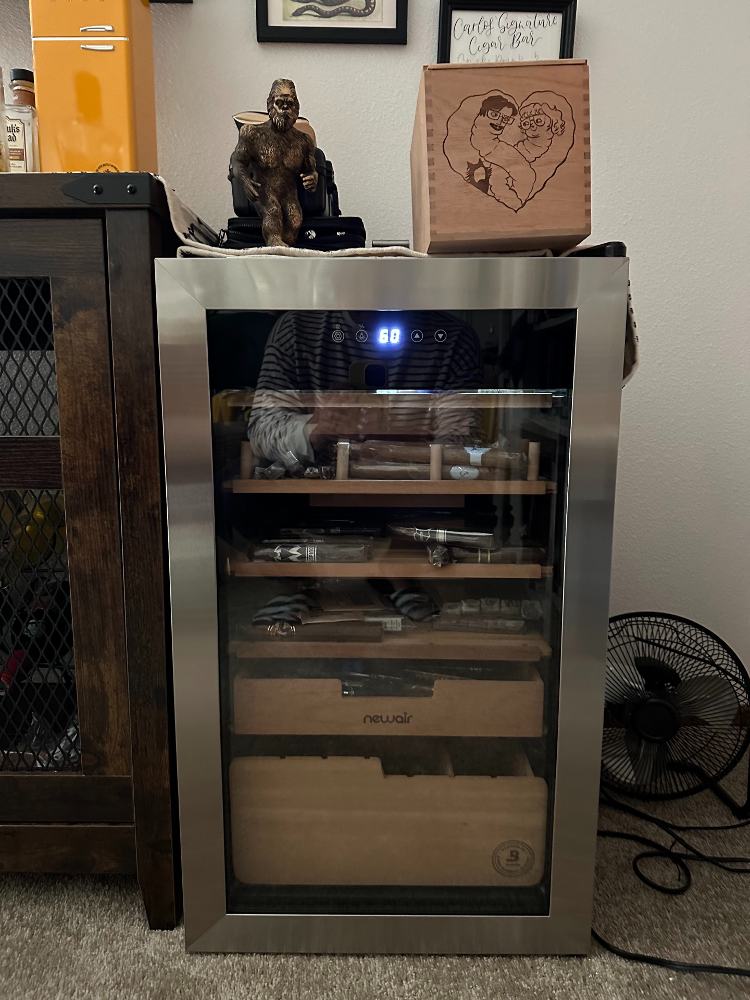 NewAir Cigar Humidor Next To Bar In Living Room