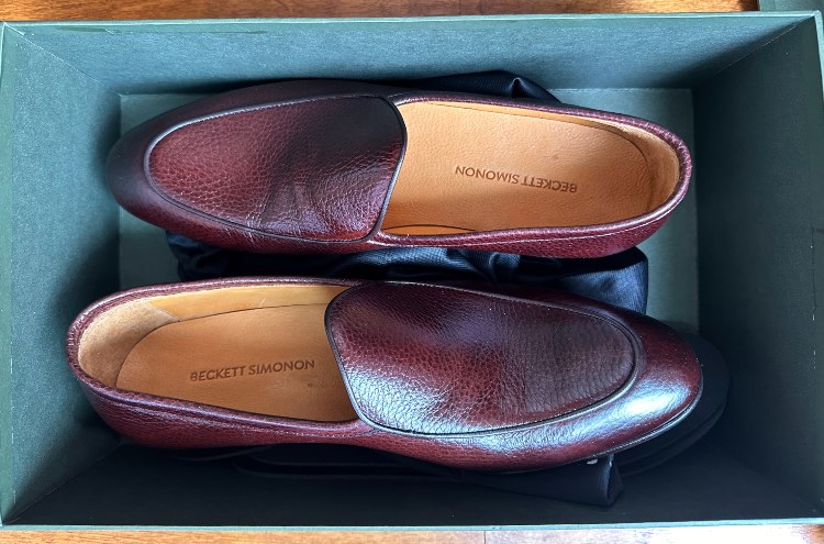 Belgian Loafers in Brown Pebbled Leather