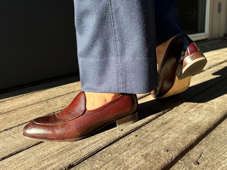 Leather Belgian Loafers On Feet
