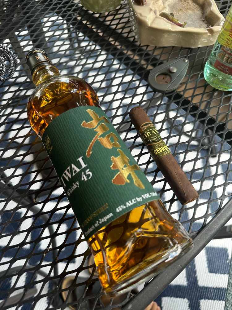 Southern Draw Cedrus with Iwai Whiskey Bottle