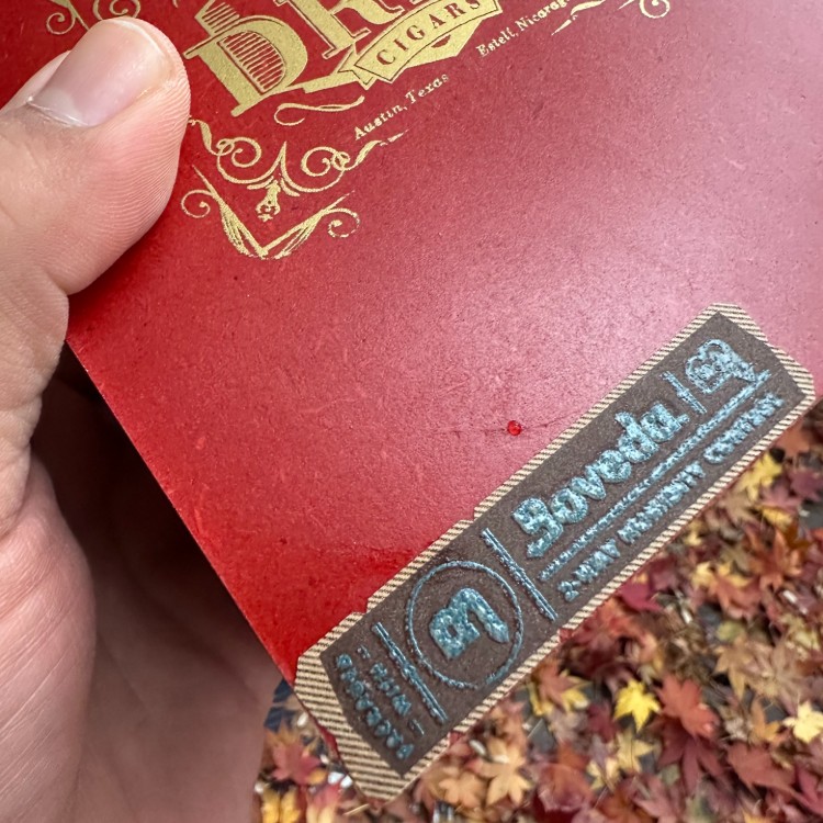 Boveda Label On Firethron Cigar Box