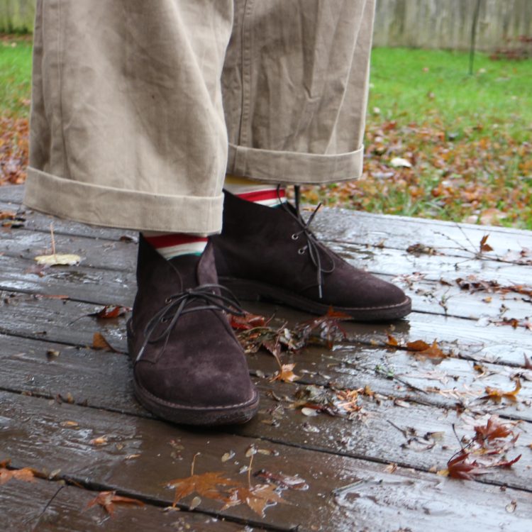 Beige Pants and Brown Suede Crown Northampton Woodford Boots