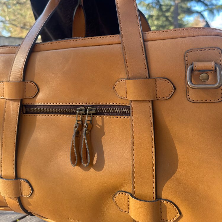 Cravar Sand Leather Duffle Details Up Close