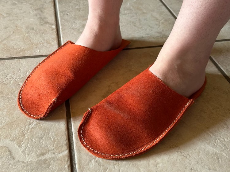 Orange Leather House Slippers from CP Slippers