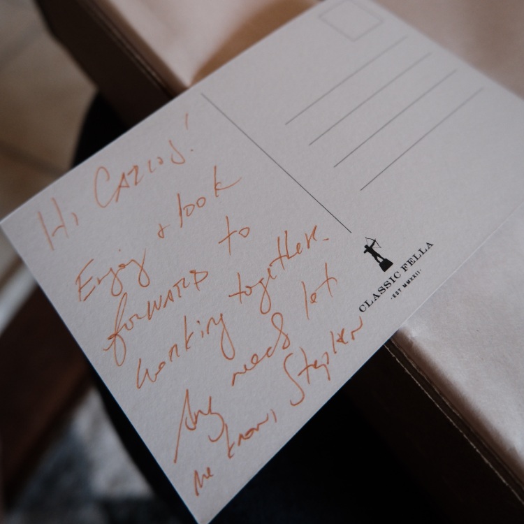 Handwritten Note In Classic Fella PAckage