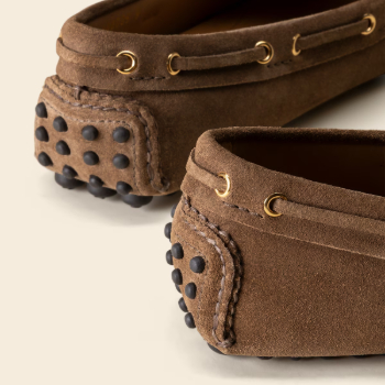 Car Shoe Brown Suede Closeup Details