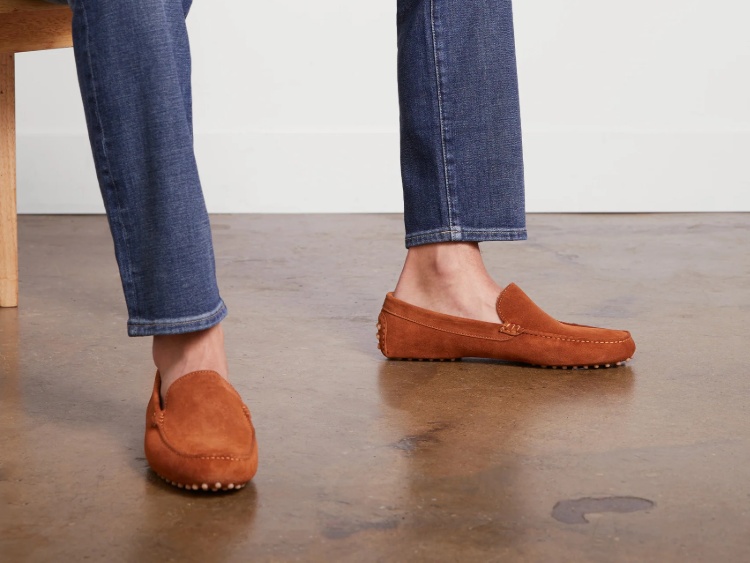 M.GEMI Orange Suede Driving Shoes